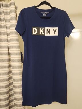 DKNY Navy Logo Mini T-Shirt Dress